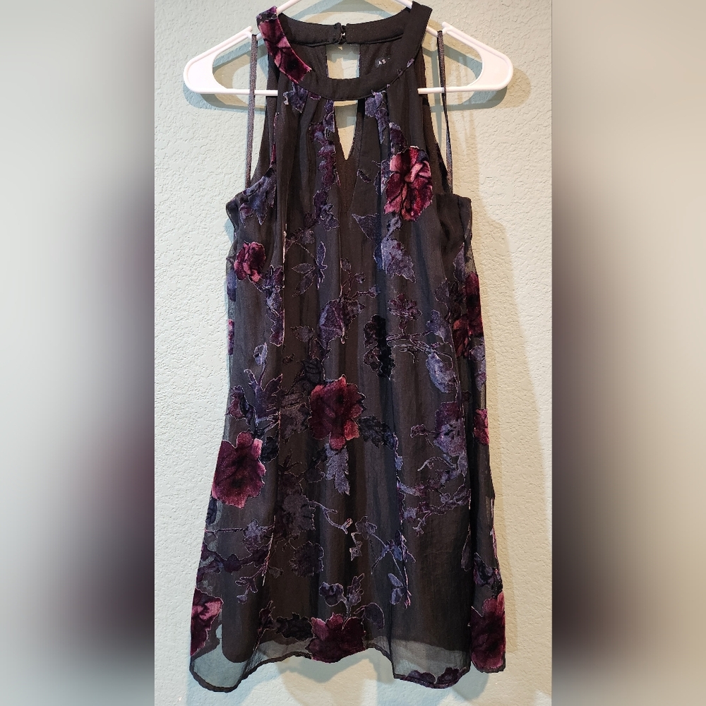 As U Wish Flowy Swing Dress Medium Sleeveless Floral Burnout Velvet Whimsigoth